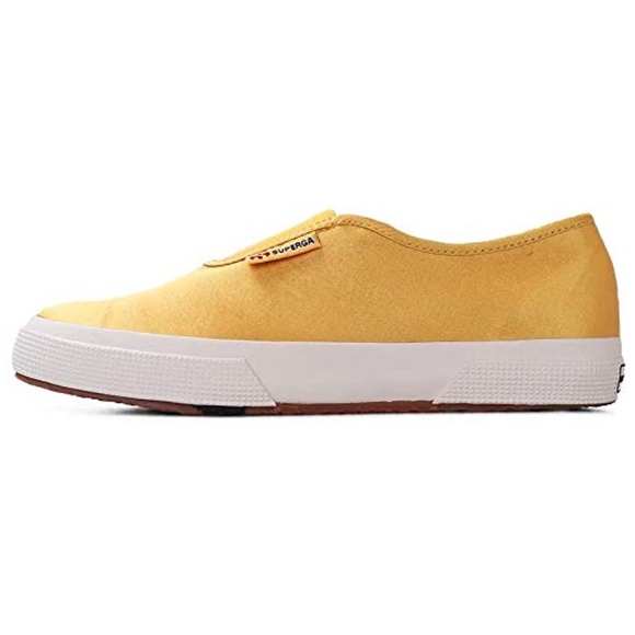 SUPERGA X ALEXA CHUNG MUSTARD SATIN SHOES - Picture 2 of 7